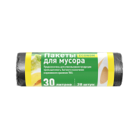 Мешки для мусора ПНД, 30 л, чёрные, в рулоне, эконом, 20 шт/уп.