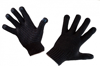 Перчатки Х/Б — 5 нитей с ПВХ, черные